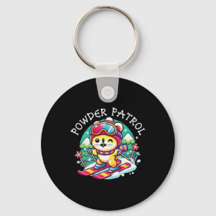 Powder Patrol - Cute Skiing Cat Winter Sports Funn Key Ring