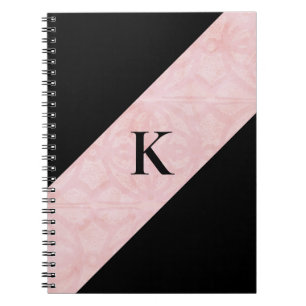 Powder Pink Batik and Black Monogrammed Notebook