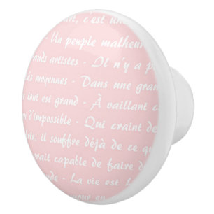 Powder Pink French Script Ceramic Knob