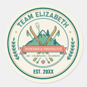 Powder & Prosecco Ski Club Bachelorette Weekend Classic Round Sticker