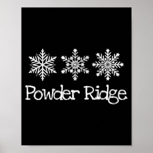 Powder ridge mountain skier skiing ski snowflakes poster