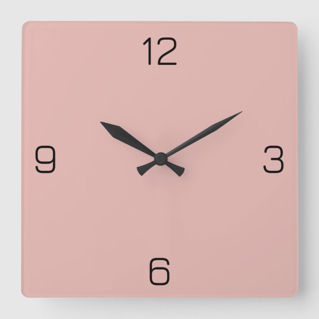 Powder Rose E6B6B0 Colour - Option to Add Name Square Wall Clock (Front)