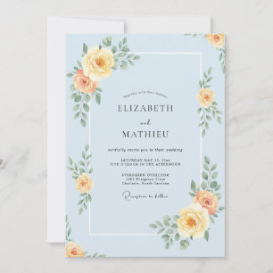 Powder Sky Peony Wedding Invitation