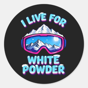 Powder Snow Skiing Retro Snowboard Goggles Mountai Classic Round Sticker