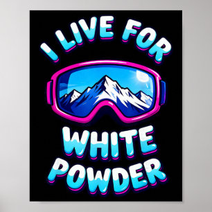 Powder Snow Skiing Retro Snowboard Goggles Mountai Poster