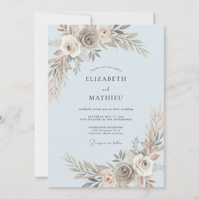 Powder Taupe Painted Wedding Invitation (Front)