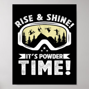 Powder time skiing goggles winter sports skier poster