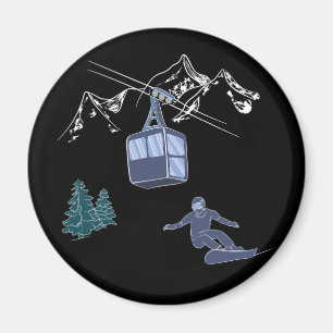 Powder to The People Snowboarder Ski Resort Magnet