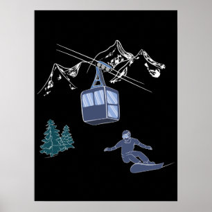 Powder to The People Snowboarder Ski Resort Poster