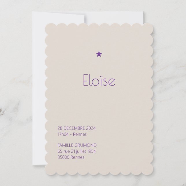 Powdered Birth Announcement - Héloise (Front)