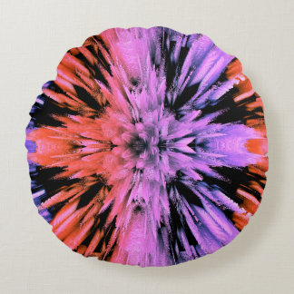 Powdered Pink Explosion Abstract Round Pillow