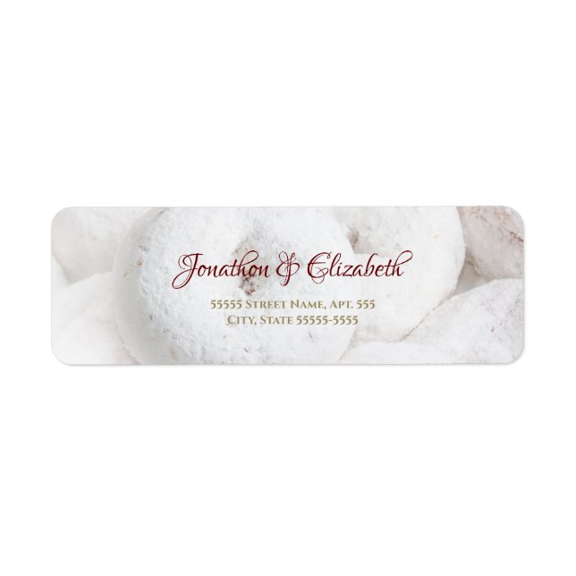 Powdered Sugar Doughnut Wedding Return Address Label (Front)