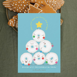 Powdered Sugar Doughnuts Tree Christmas Holiday Card