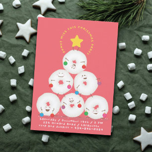Powdered Sugar Doughnuts Tree Christmas Party Invitation