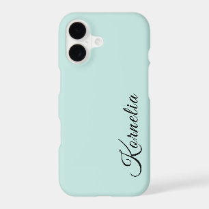 Powdered Turquoise Solid Colour Minimalist Name