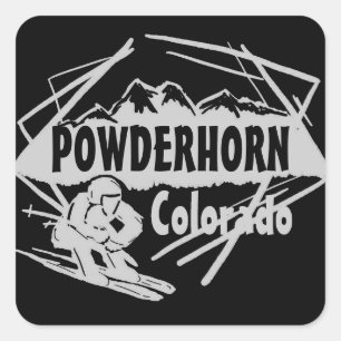 Powderhorn Colorado black gray ski logo stickers
