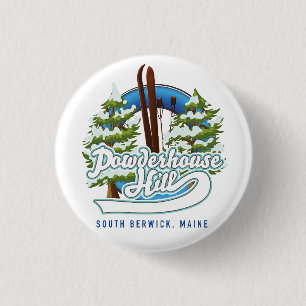 powderhouse hill south berwick maine ski logo 3 cm round badge