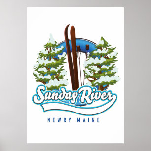 powderhouse hill south berwick maine ski logo post poster
