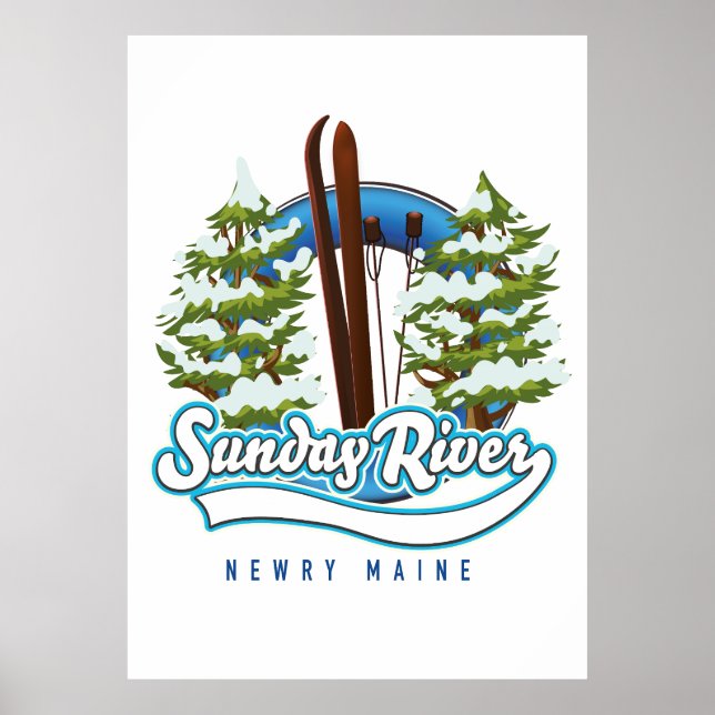 powderhouse hill south berwick maine ski logo post poster (Front)