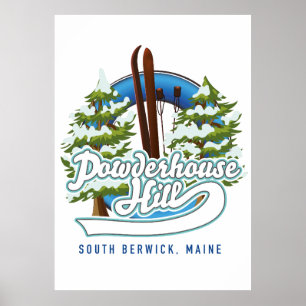 powderhouse hill south berwick maine ski logo poster