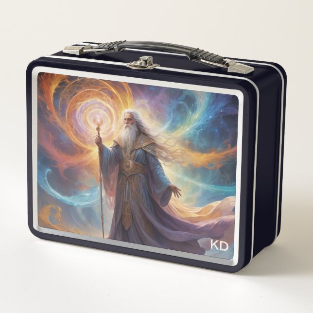 *~* Poweerful Wizard of Love + Light Initials Metal Lunch Box (Front)