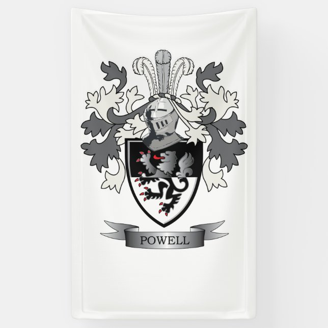 Powell Family Crest Coat of Arms Banner (Vertical)