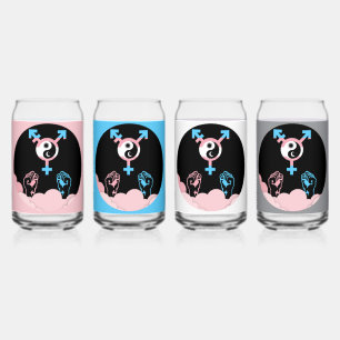 Power and Balance Sun and Moon Transgender Symbol Can Glass