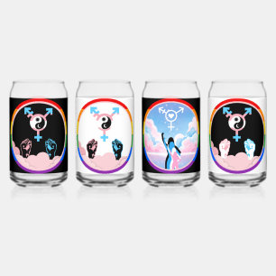 Power and Balance Sun and Moon Transgender Symbol Can Glass