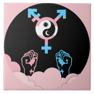 Power and Balance Sun and Moon Transgender Symbol Ceramic Tile