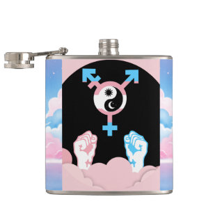 Power and Balance Sun and Moon Transgender Symbol Hip Flask