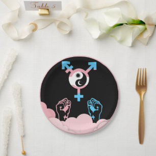 Power and Balance Sun and Moon Transgender Symbol Paper Plate