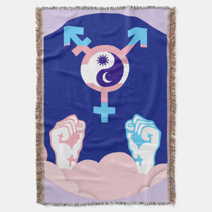 Power and Balance Sun and Moon Transgender Symbol Throw Blanket