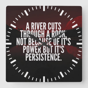Power and Persistence - Motivational Square Wall Clock