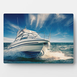 Power Boat Coming Into Chichester Harbour Plaque