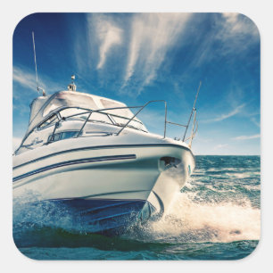 Power Boat Coming Into Chichester Harbour Square Sticker