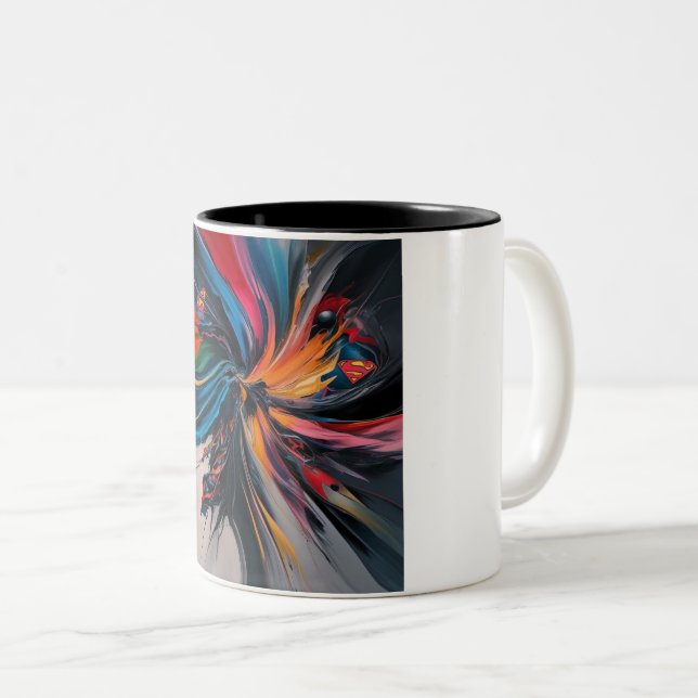 "Power Brew: Superhuman Edition" Two-Tone Coffee Mug (Front Right)