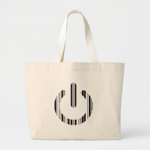 POWER BUTTON BAR CODE Power-Up Pattern Design Large Tote Bag