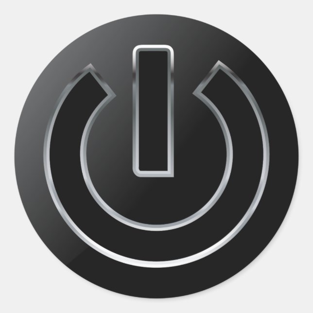 POWER Button  Classic Round Sticker, Glossy, Small Sticker (Front)