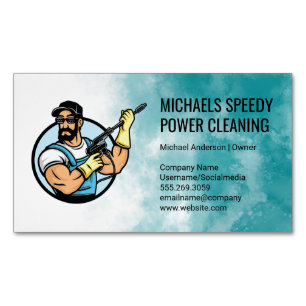 Power Cleaning Logo Pressure Washing Magnetic Business Card