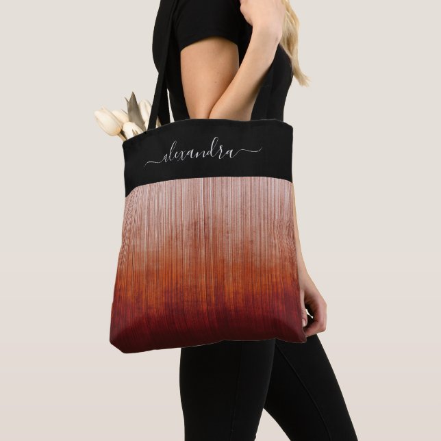 Power Colours rustic ombre personalised striped Tote Bag (Close Up)