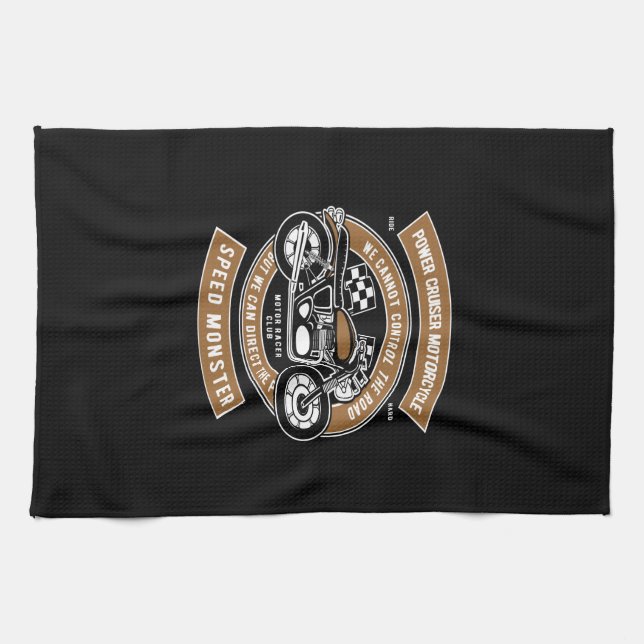 power cruiser motorcycle speed monster tea towel (Horizontal)