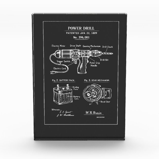 Power Drill Blueprint Sketch Photo Block (Front)