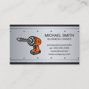 Power Drill   Metallic Metal Rivets Business Card