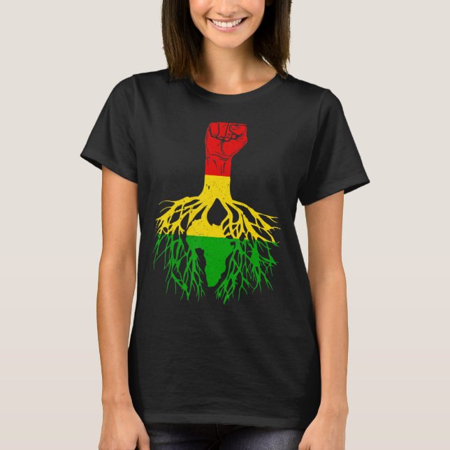 Power Fist Africa Roots Melanin Queen King Black H T-Shirt (Front)