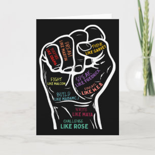 Power Fist Hand Inspirational Leaders Black Histor Card
