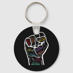 Power Fist Hand Inspirational Leaders Black Histor Key Ring