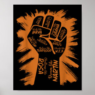 Power Fist Hand Inspiring Black Leaders Black Hist Poster
