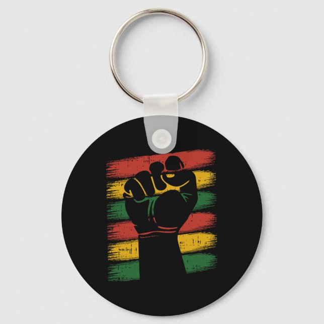 Power Fist Juneteenth Cool Melanin Pride African A Key Ring (Front)