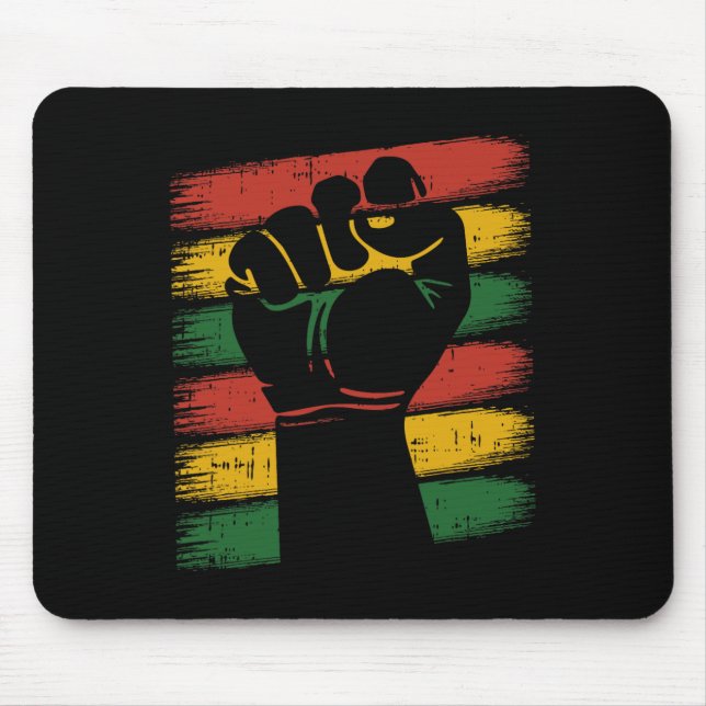 Power Fist Juneteenth Cool Melanin Pride African A Mouse Pad (Front)