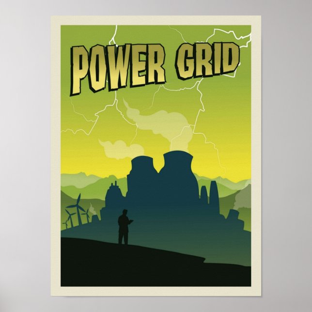 Power Grid Board Game Minimalist Travel Style  Gam Poster (Front)